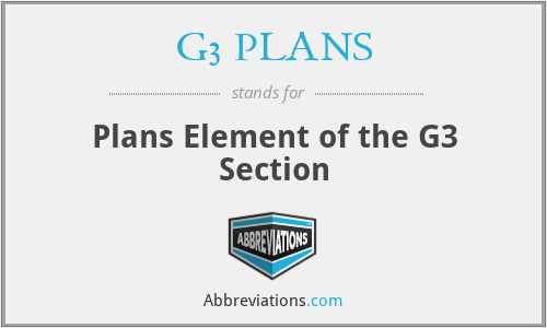 G3 PLANS - Plans Element of the G3 Section